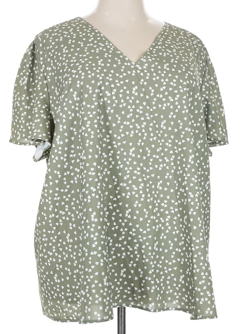 BloomChic 22/24 3X Sage Green With White Hearts Top